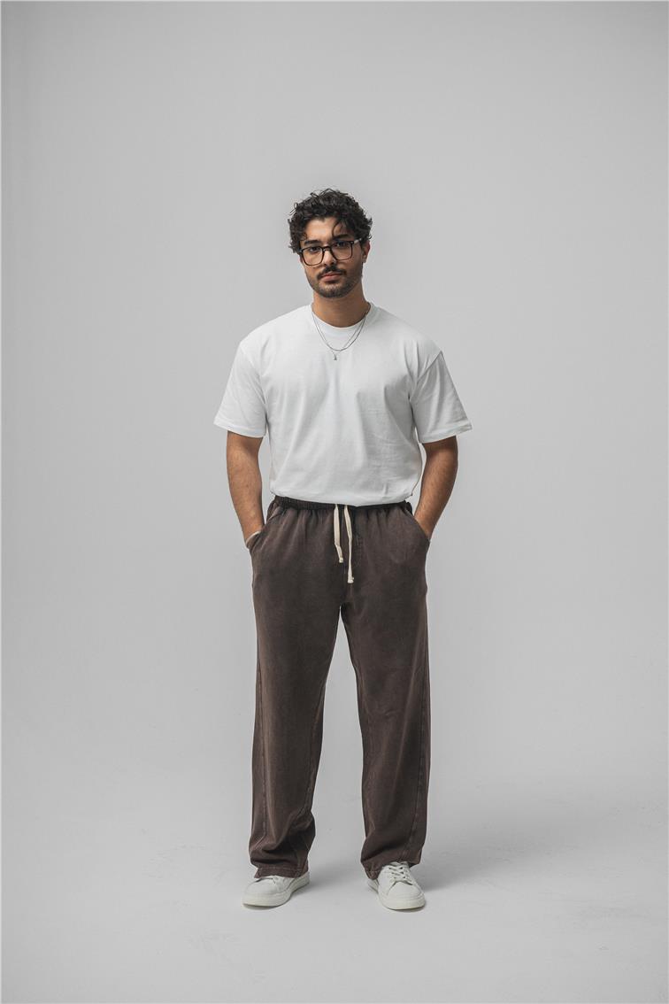 Yıkamalı Baggy Eşofman Yıkamalı Kahve