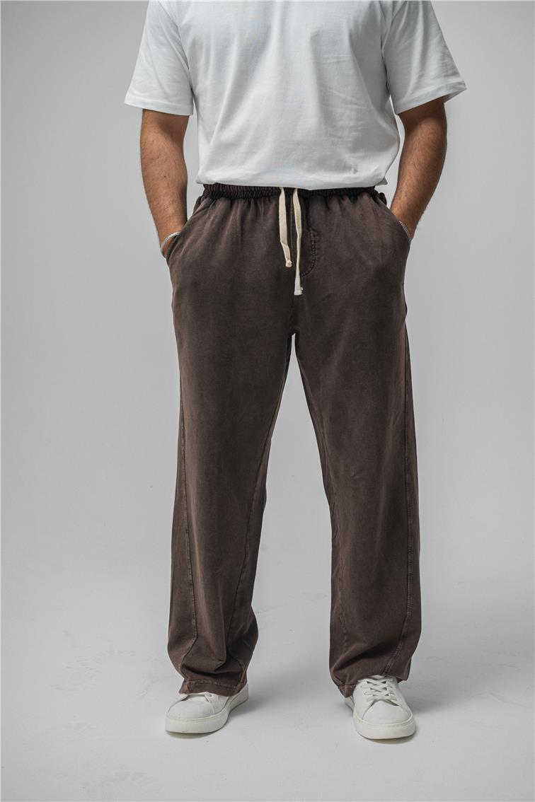 Yıkamalı Baggy Eşofman Yıkamalı Kahve