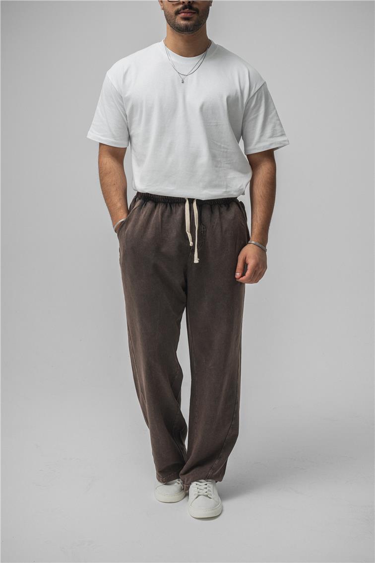 Yıkamalı Baggy Eşofman Yıkamalı Kahve