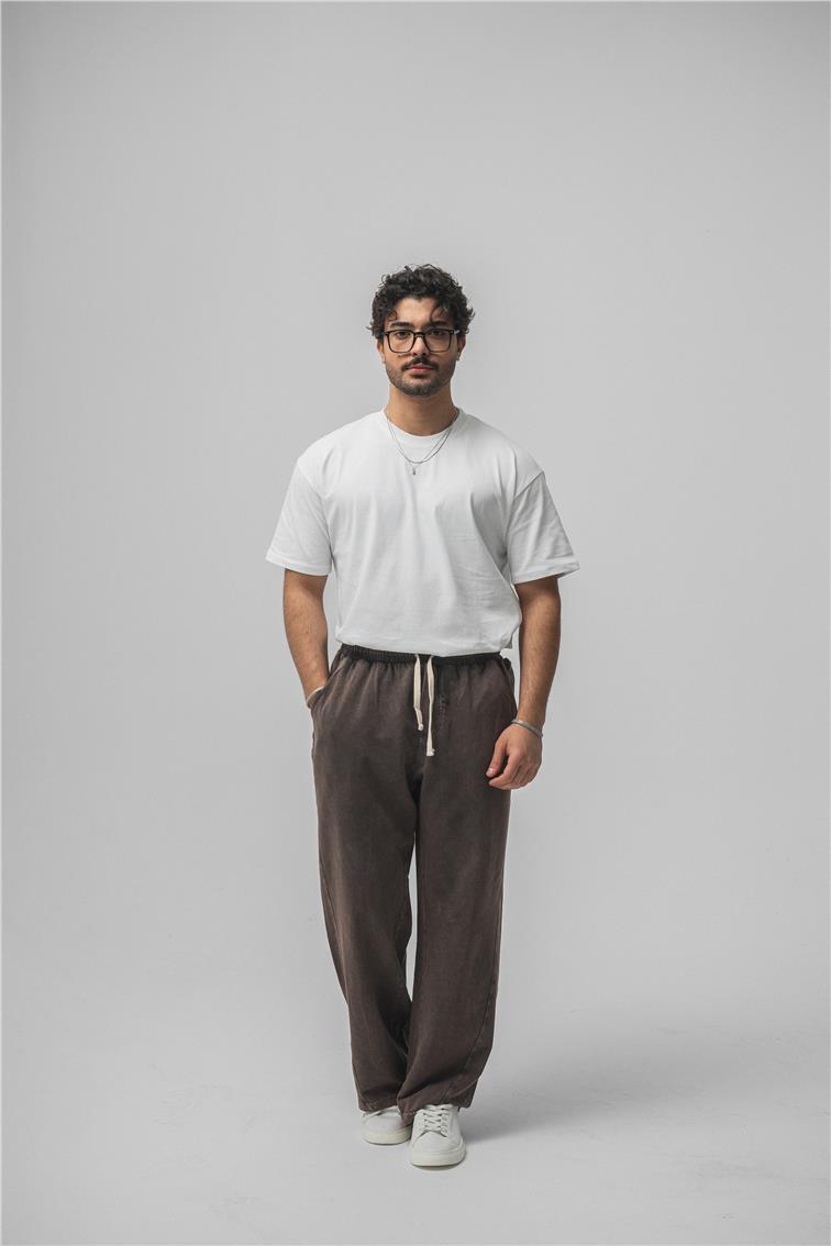 Yıkamalı Baggy Eşofman Yıkamalı Kahve