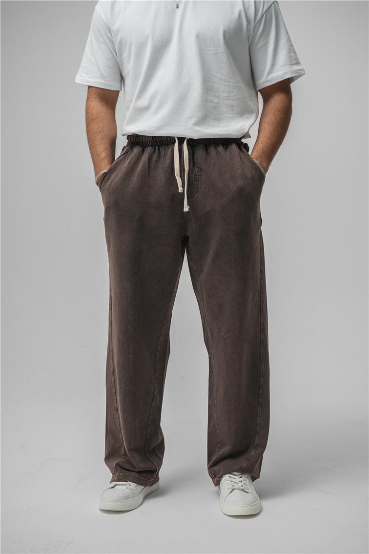 Yıkamalı Baggy Eşofman Yıkamalı Kahve