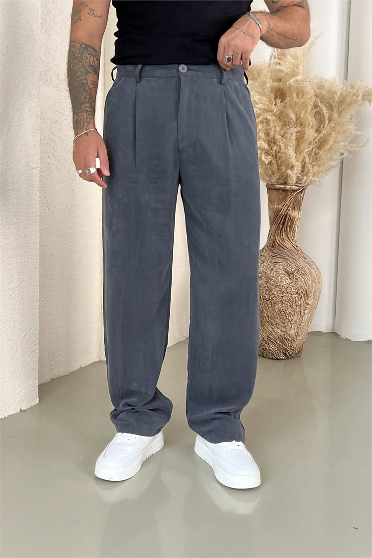 Yıkamalı Modal Baggy Pantolon Siyah
