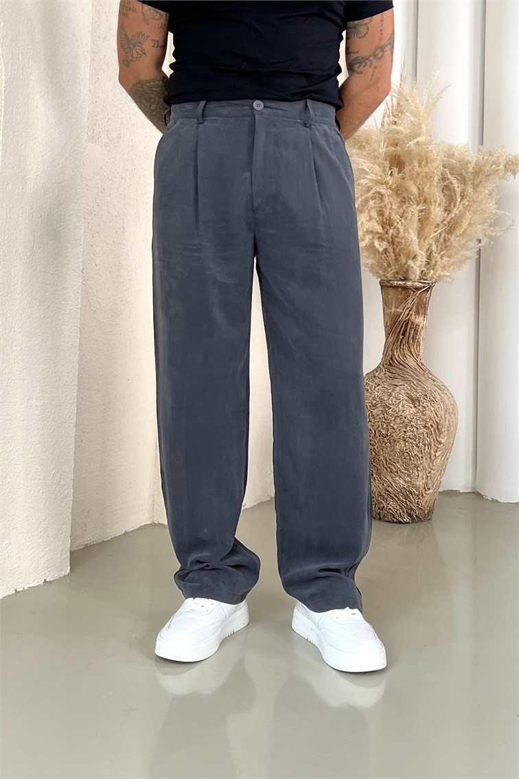 Yıkamalı Modal Baggy Pantolon Siyah