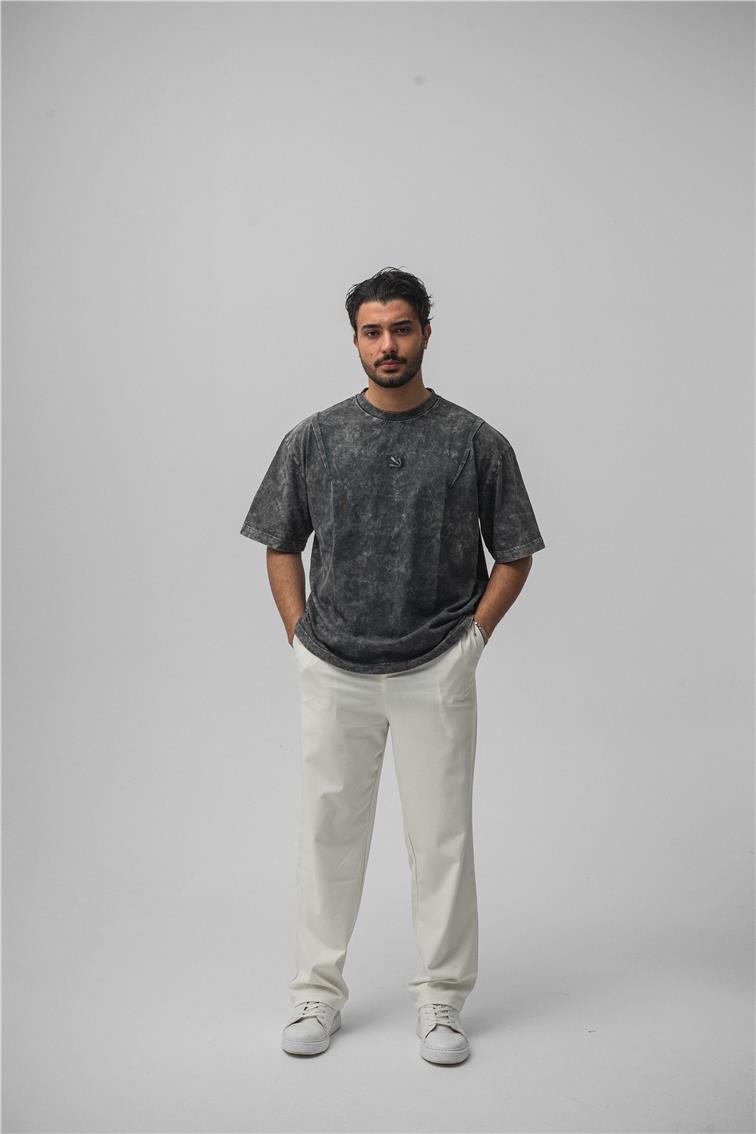 Yıkamalı Oversize T-Shirt Yıkamalı Siyah