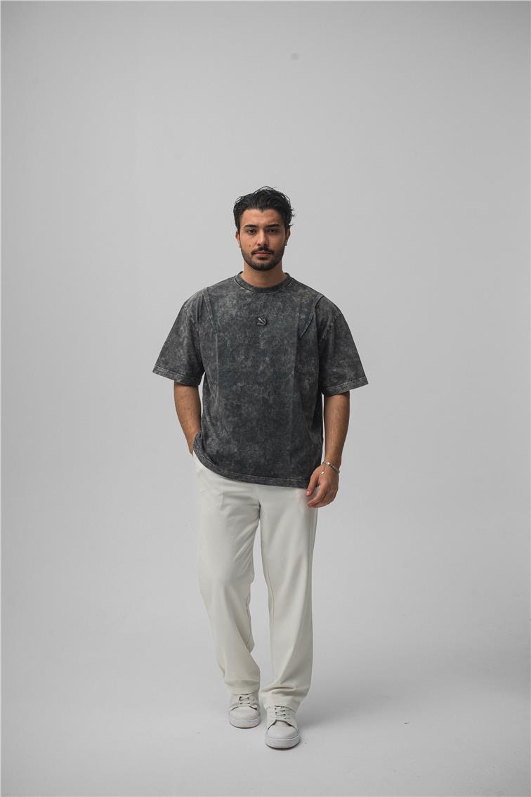 Yıkamalı Oversize T-Shirt Yıkamalı Siyah