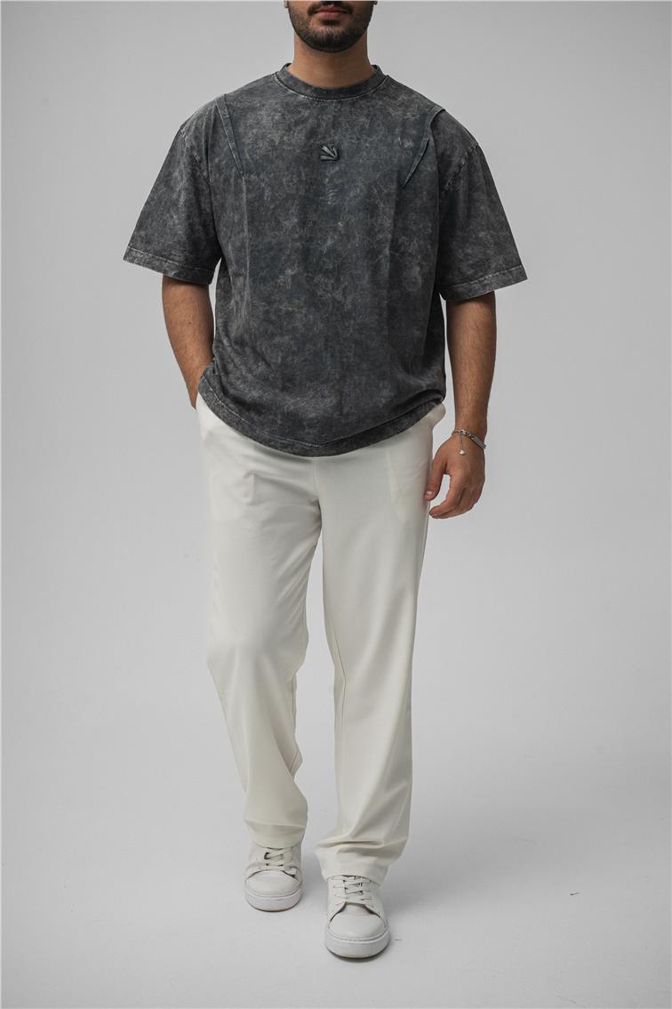 Yıkamalı Oversize T-Shirt Yıkamalı Siyah