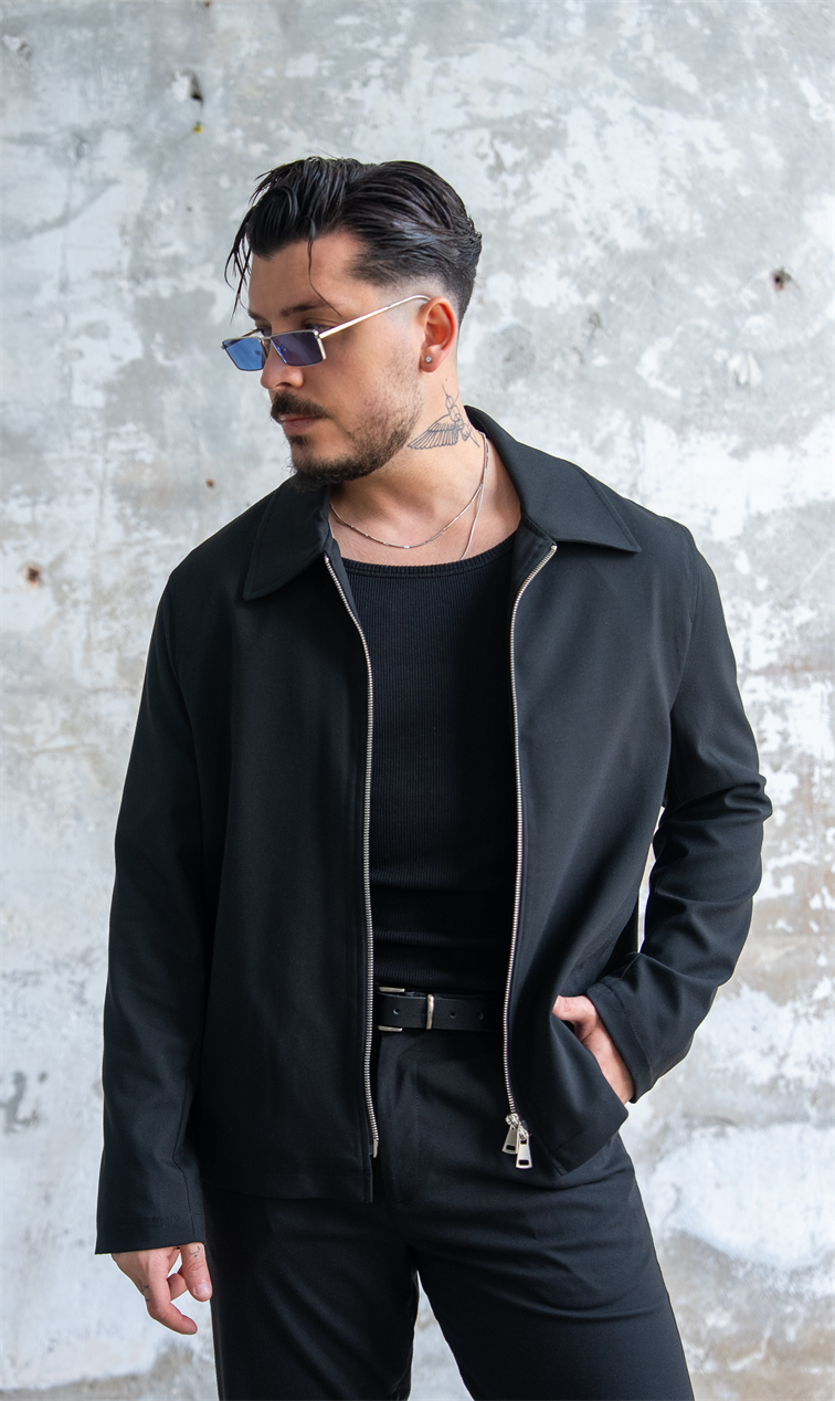 ZR Design Fermuarlı Rahat Kesim Takım Siyah