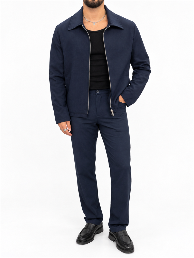 ZR Design Fermuarlı Rahat Kesim Takım Lacivert