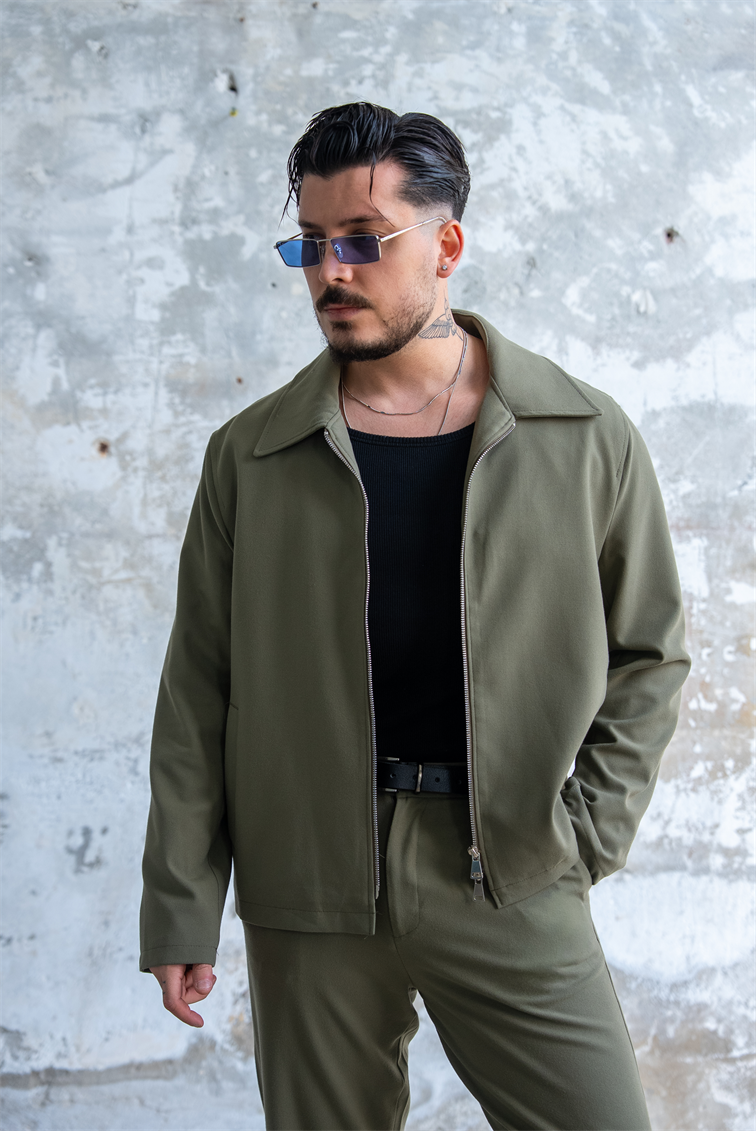 ZR Design Fermuarlı Rahat Kesim Takım Haki