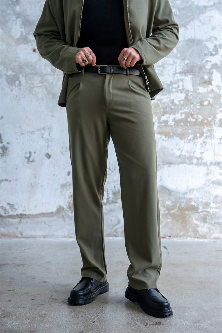 ZR Design Fermuarlı Rahat Kesim Takım Haki