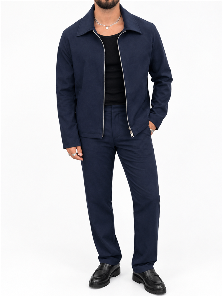 ZR Design Fermuarlı Rahat Kesim Takım Lacivert