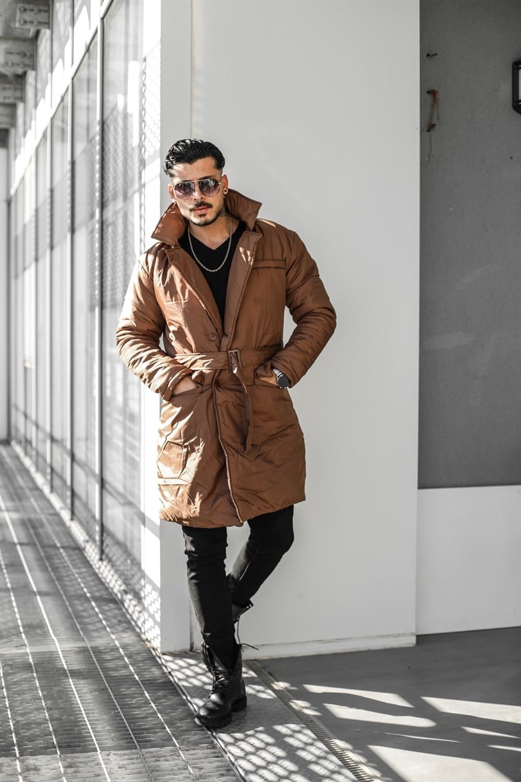 3 Cepli Kemerli Oversize  Şişme Trençkot