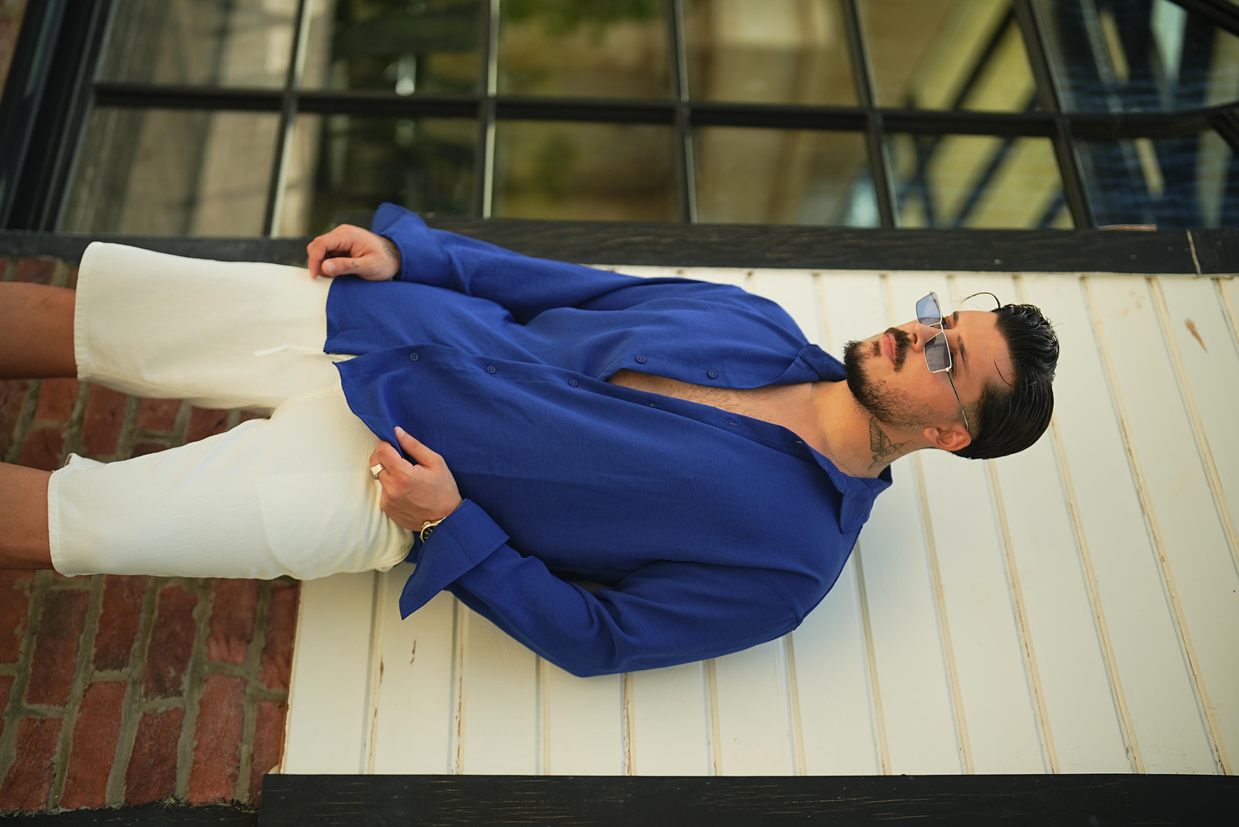 Aerobin Oversize Gömlek Koyu Mavi