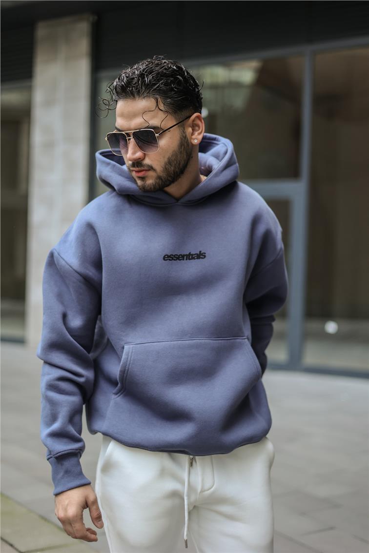 Arkası Baskılı Dolgun Kumaş Oversize Sweatshirt Mürdüm