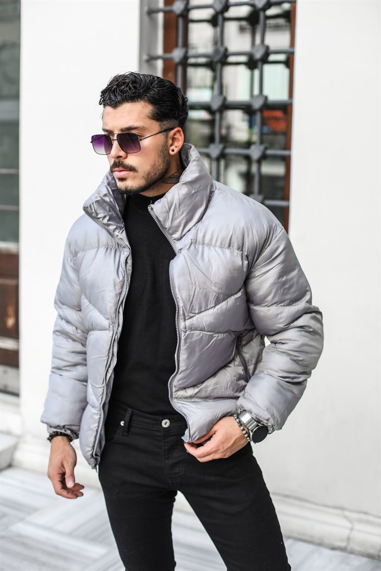 Baklava Desen Oversize Şişme Mont