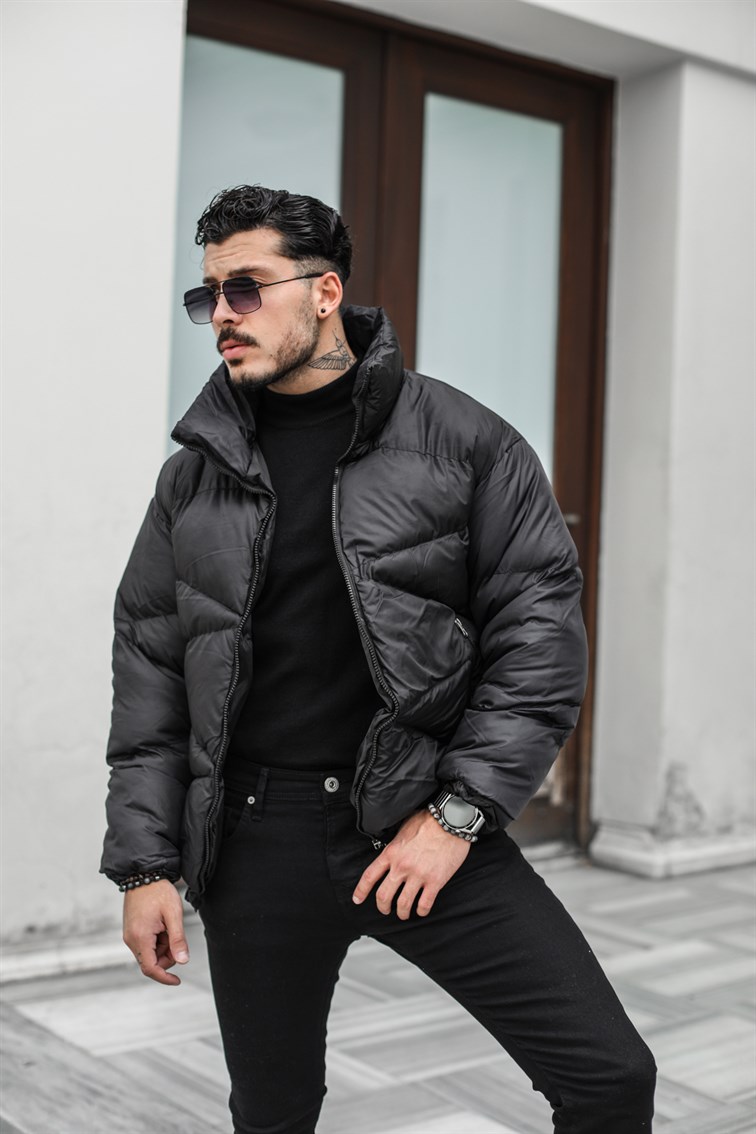 Baklava Desen Oversize Şişme Mont