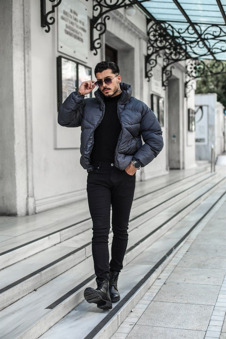 Baklava Desen Oversize Şişme Mont