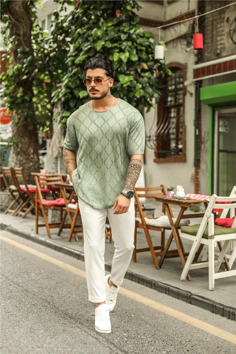Baklava Desen Oversize T-Shirt Mint