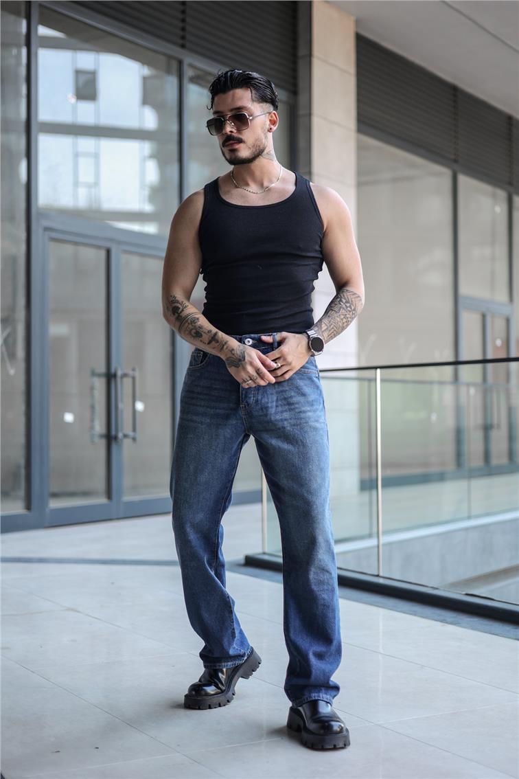 Basic  Baggy Jean Koyu Mavi
