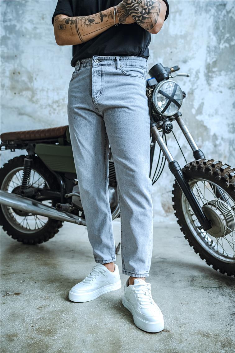 Basic Boyfriend Jean Yıkamalı Gri