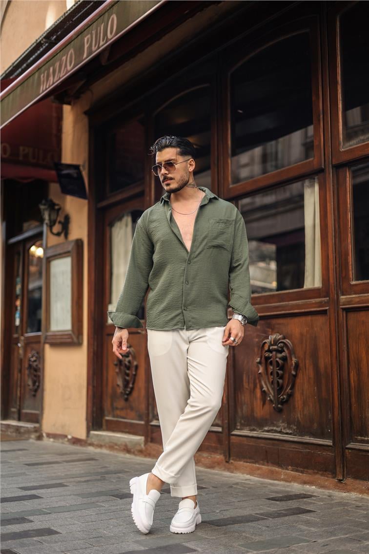 Basic Oversize Gömlek Haki