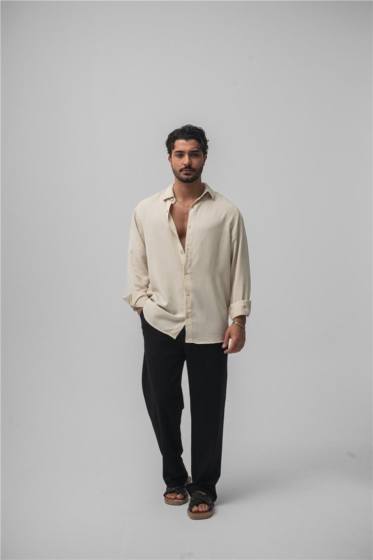 Basic Oversize Gömlek Krem