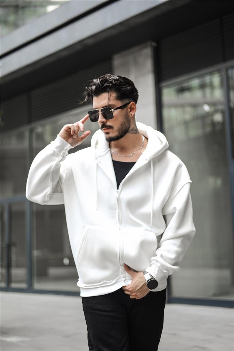 Basic Oversize Hoodie Beyaz