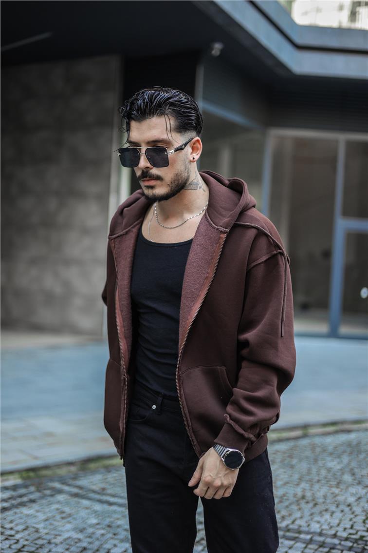 Basic Oversize Hoodie Kahve