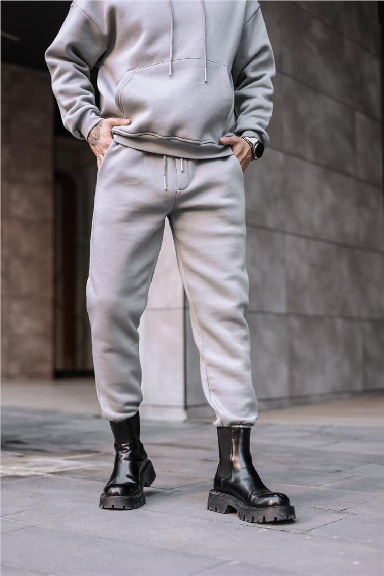 Basic Şardonlu Eşofman Gri