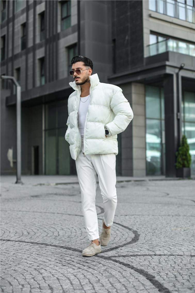 Basic Şişme Oversize Mont Beyaz