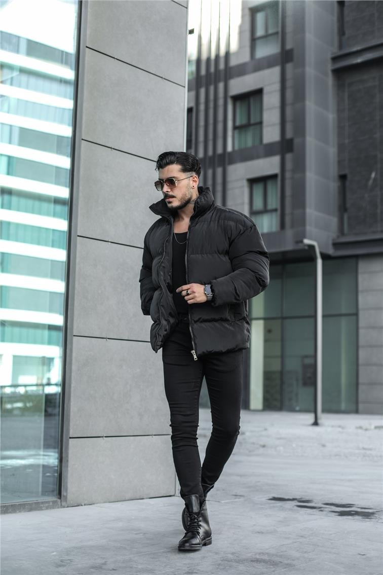 Basic Şişme Oversize Mont Siyah