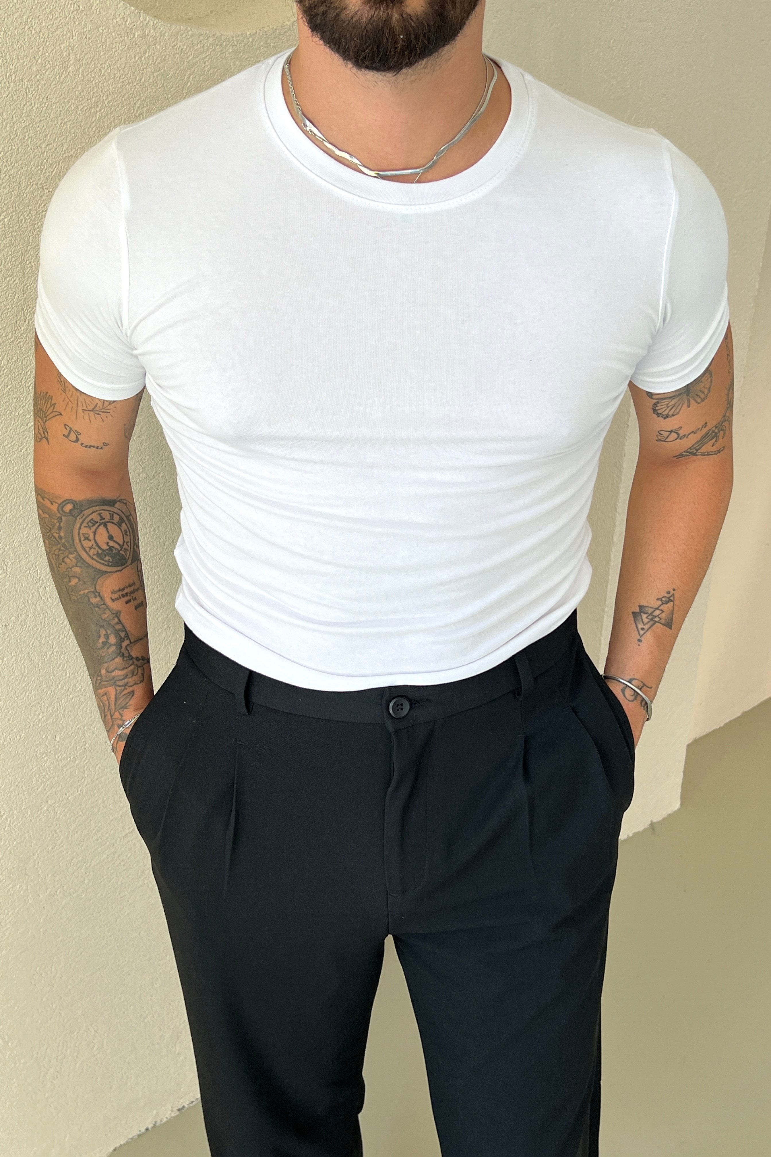 Basic Slim Fit Tshirt Beyaz