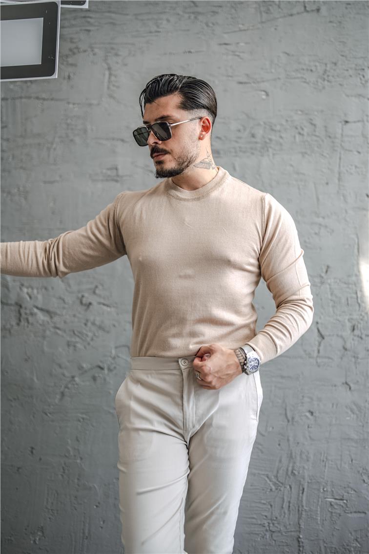Basic Triko Kazak Bej