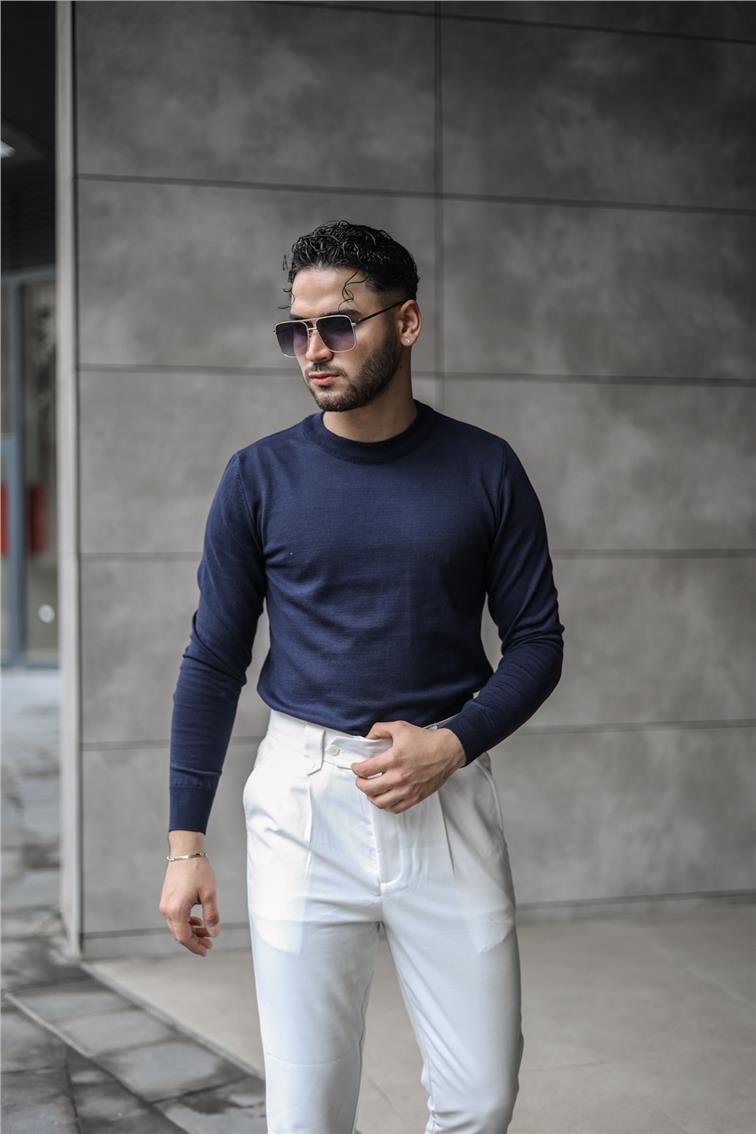 Basic Triko Slim Fit Kazak Lacivert