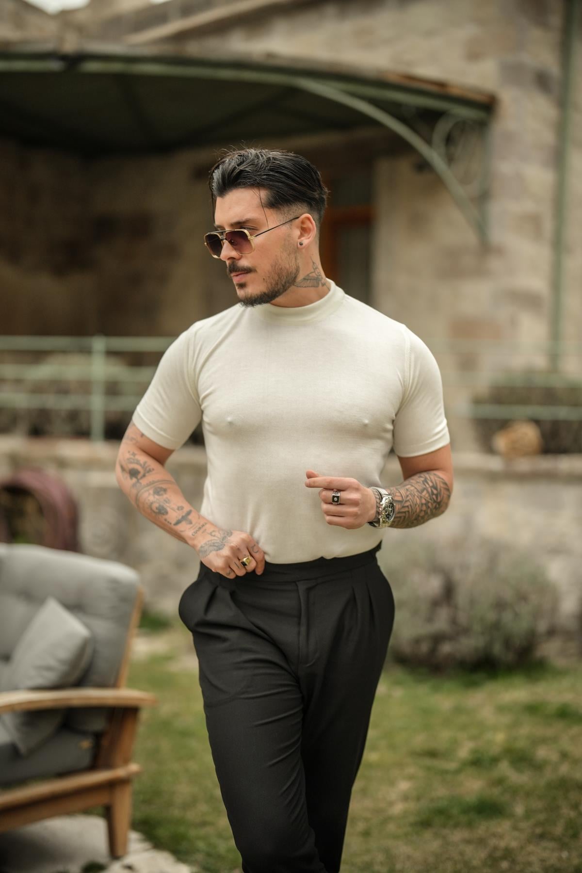 Basic Triko Slim Fit T-Shirt Beyaz