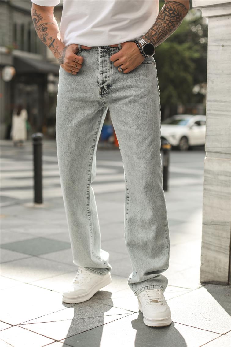 Basic Yıkamalı Baggy Jean Yıkamalı Mavi