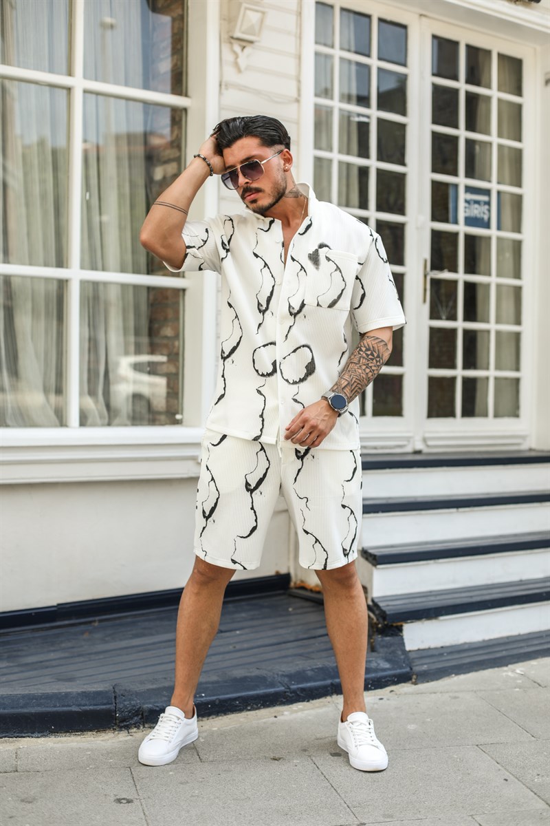 Batik Desenli Ottoman Şort