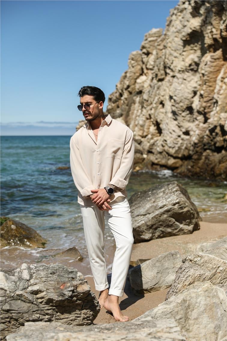 Bej Oversize Gömlek Bej