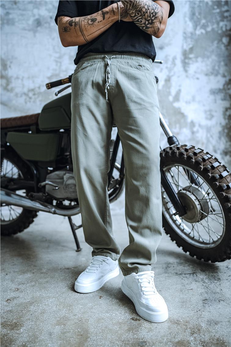 Bel Bağlamalı Baggy Pantolon Haki