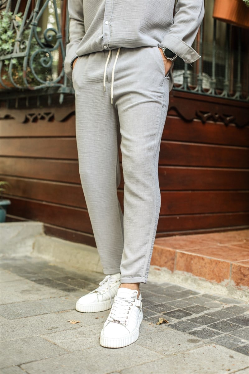 Bel Bağlamalı Keten Pantolon