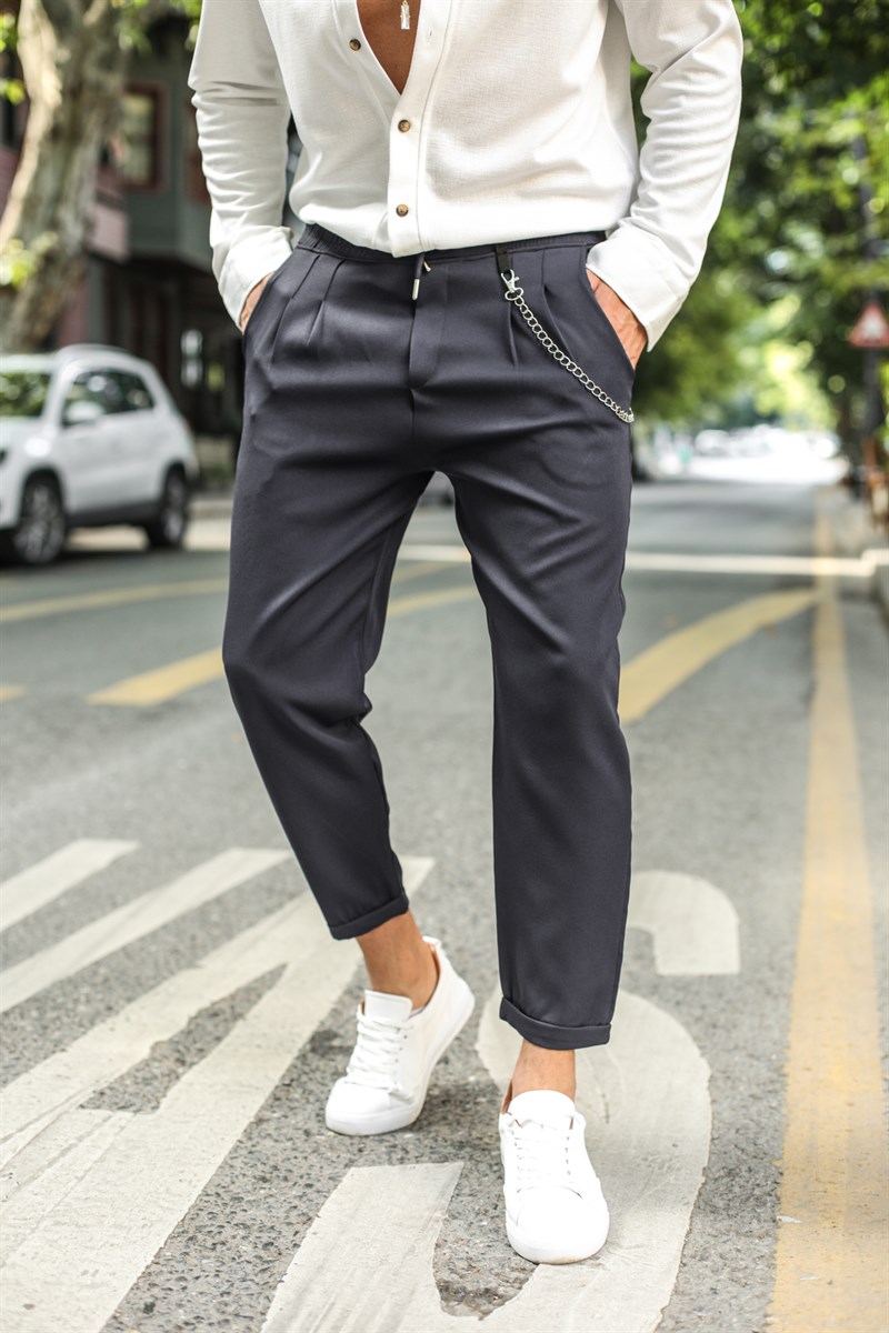 Bel Detaylı Double Paça Kumaş Pantolon