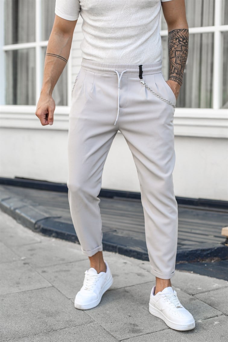 Bel Detaylı Double Paça Kumaş Pantolon