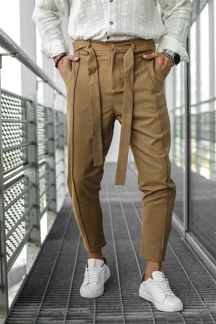 Beli Kuşaklı Klasik Boyfriend Pantolon