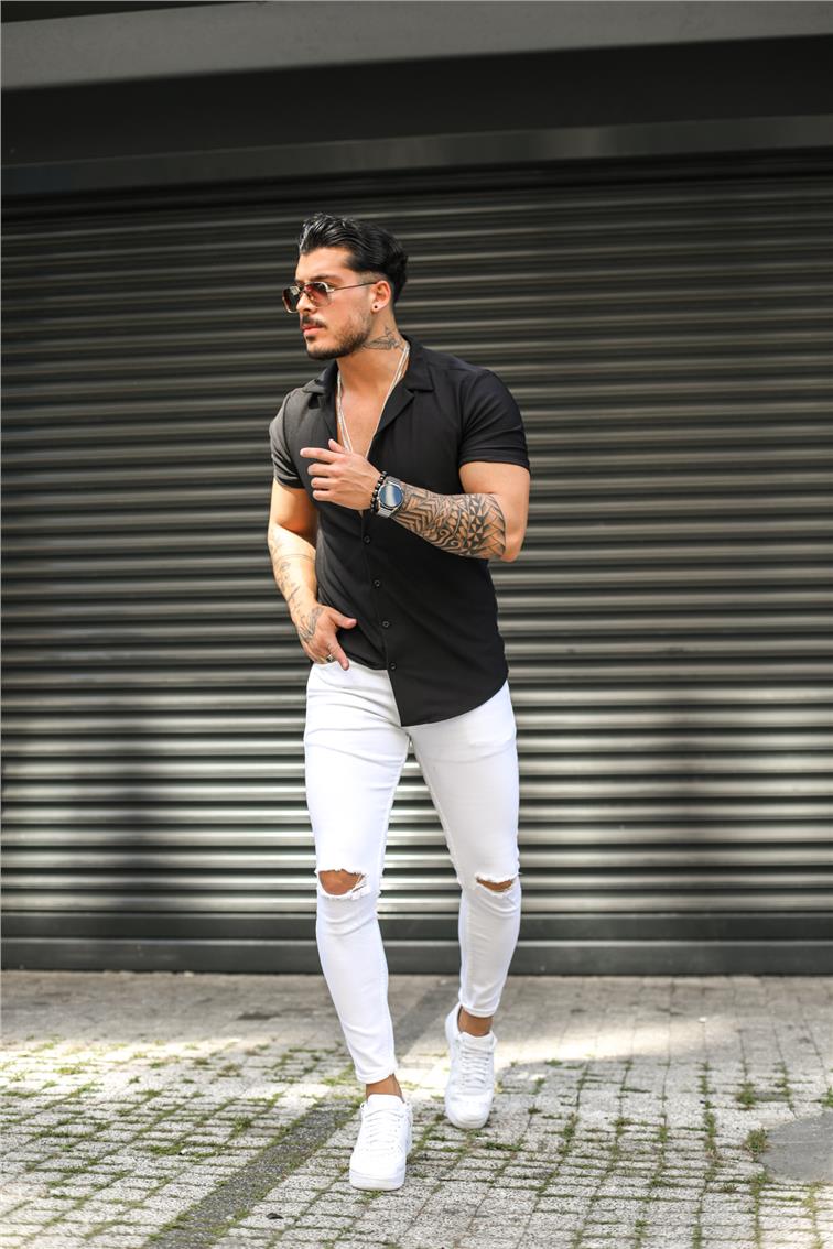 Beyaz Dizi Yırtık Skinny Jean Beyaz