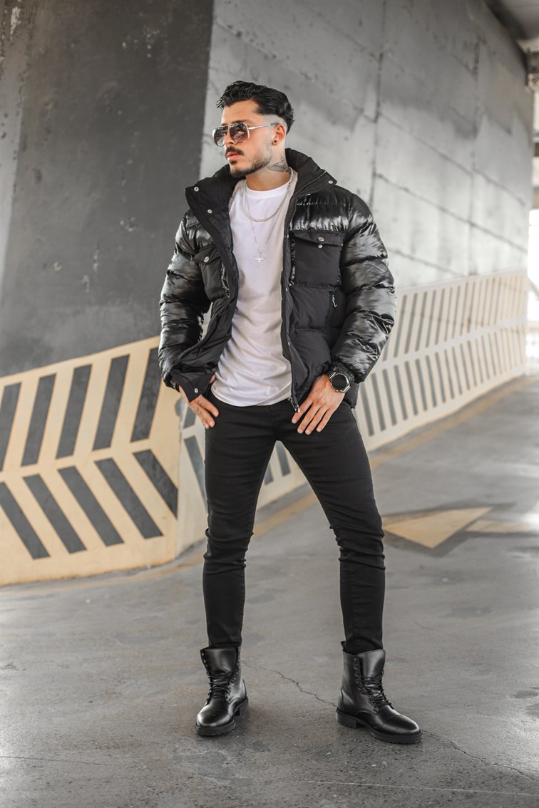 Blok Çift Renk Oversize Şişme Mont