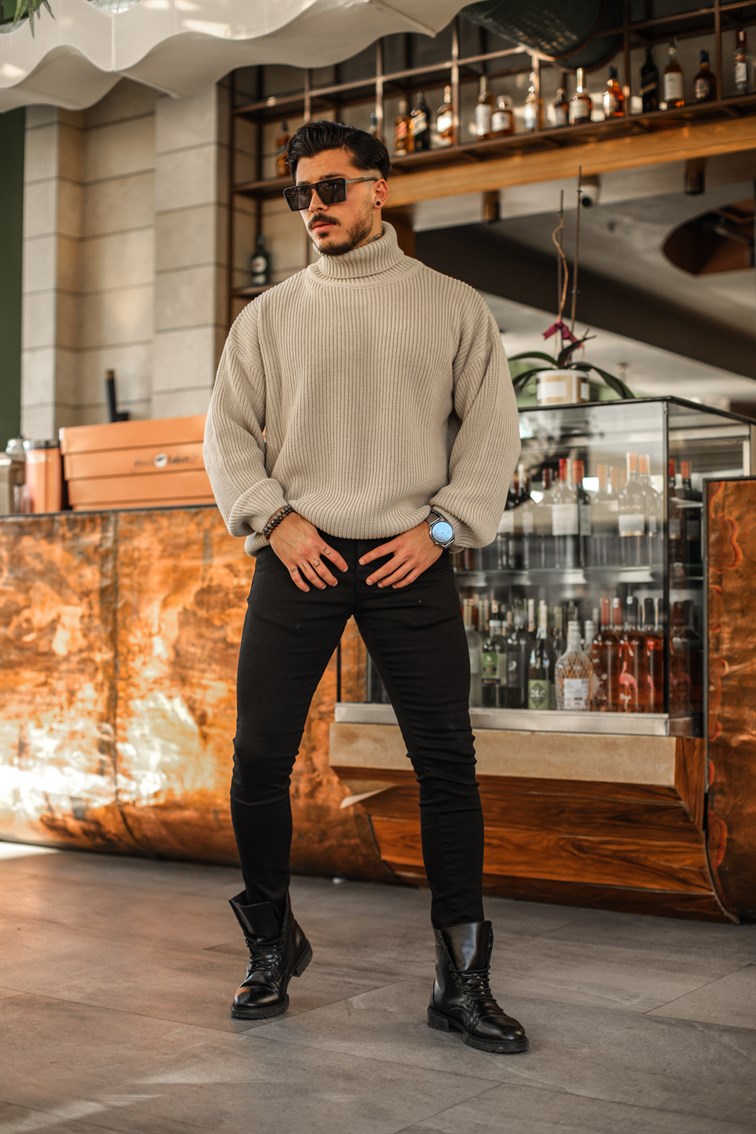 Boğazlı Örme Oversize Kazak