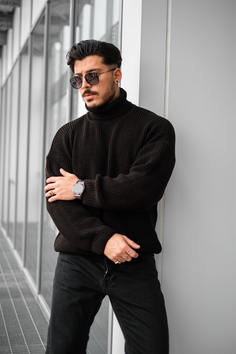 Boğazlı Örme Oversize Kazak