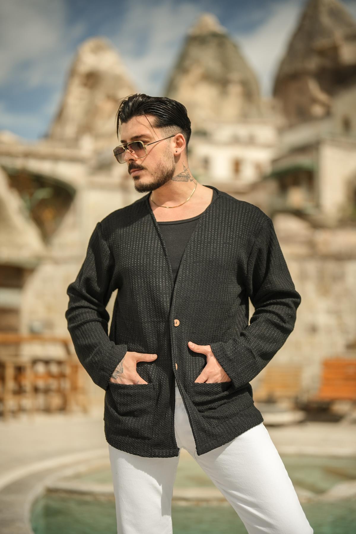 Boho Pamuklu Gömlek/Ceket Siyah