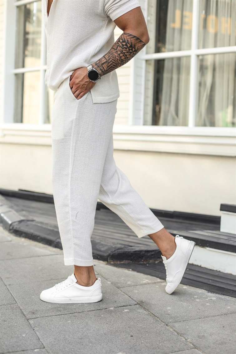 Boyfriend Örgülü Pantolon Beyaz · 4