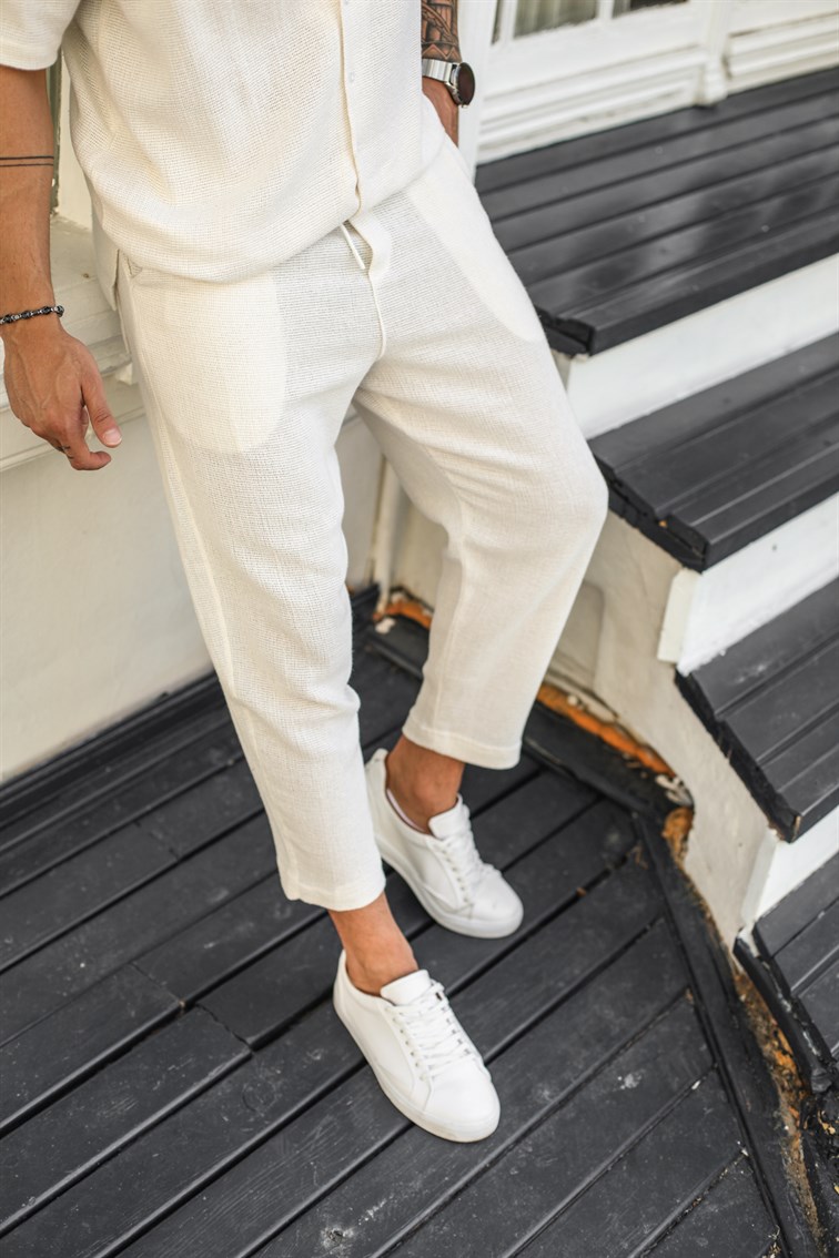 Boyfriend Örgülü Pantolon Beyaz · 3